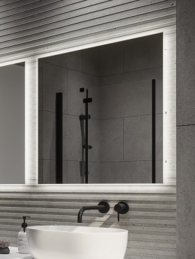 Espejo de baño redondo con luz LED Moon black
